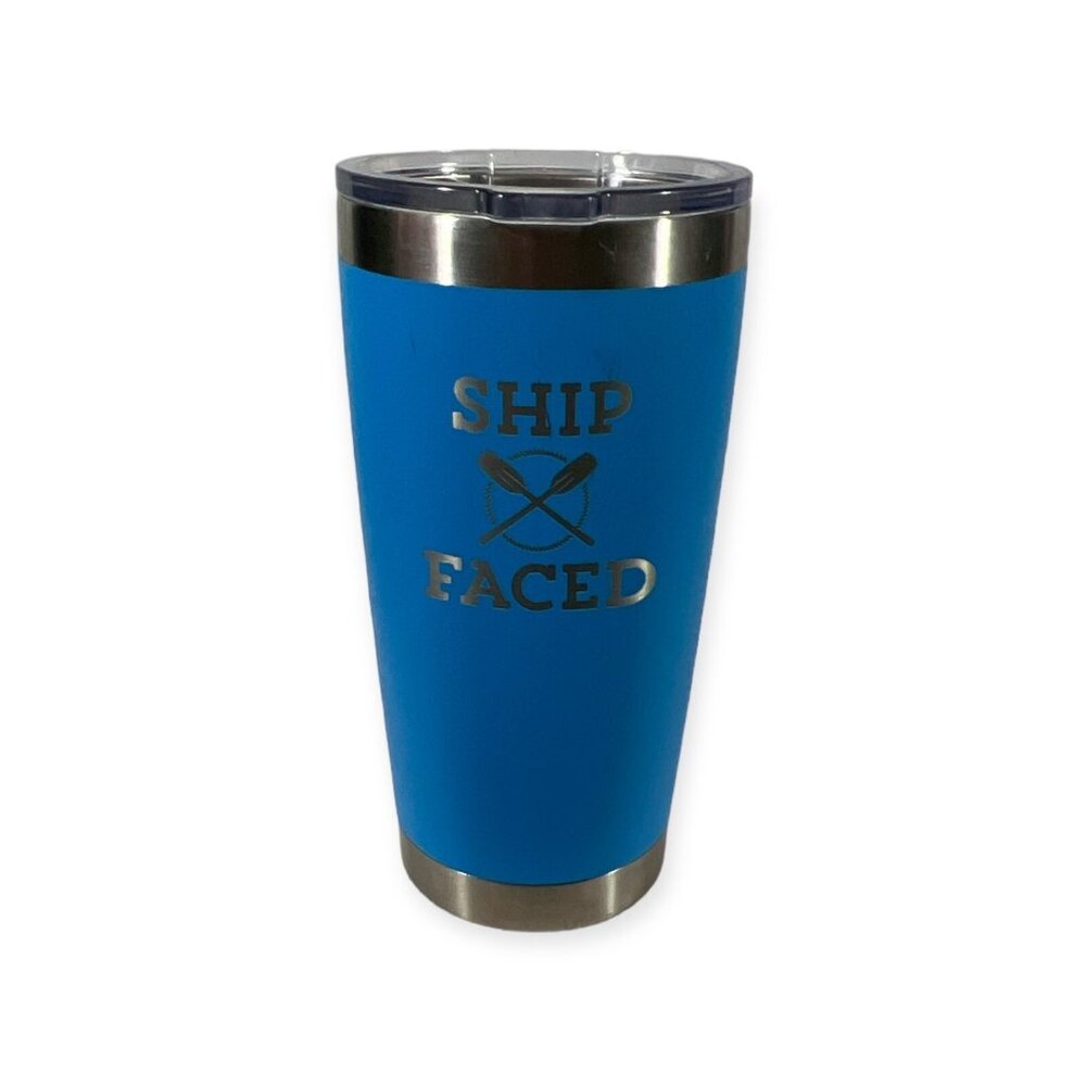 Sassy Cups “Ship Faced” Blue Stainless Steel Tumbler 20oz with Lid Nautical